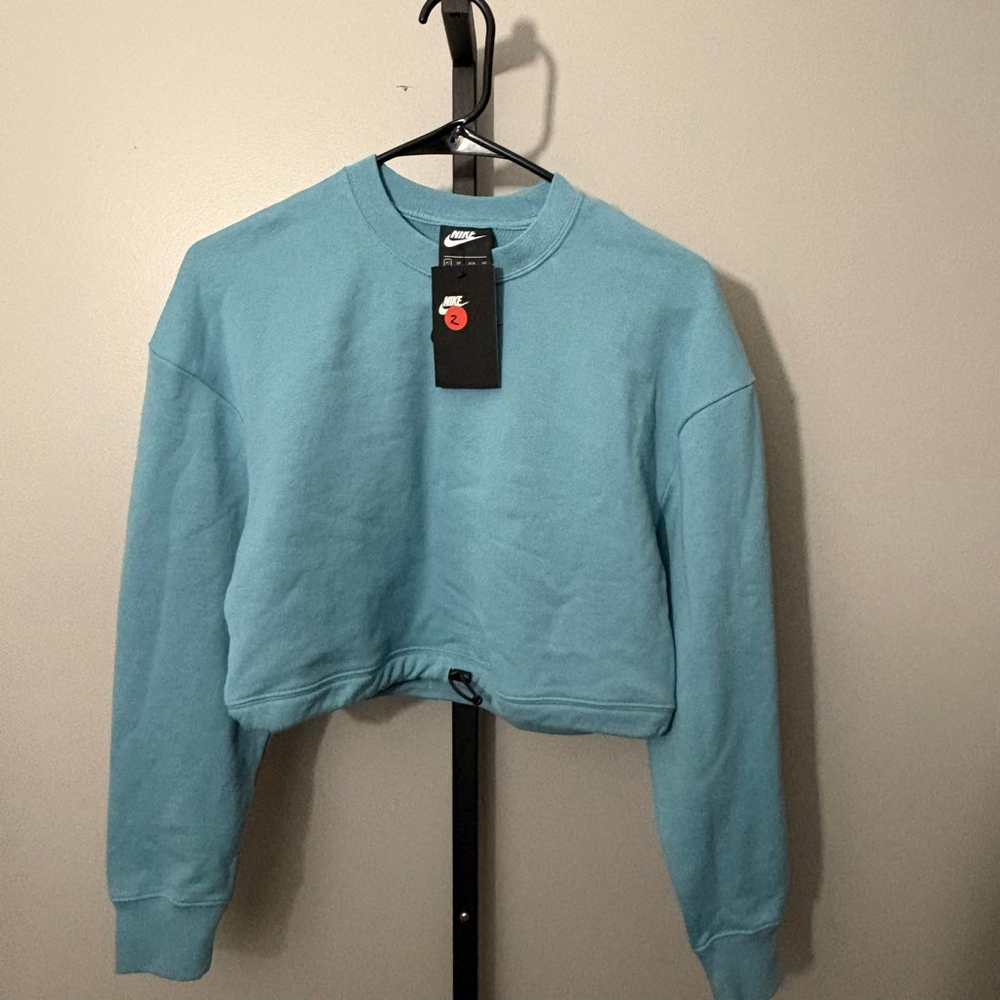 Women's Nike Blue‎ Cropped Sweatshirt XS with Black Swoosh